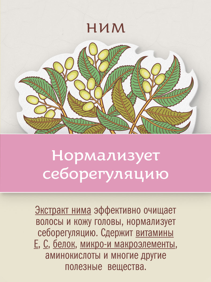 Шампунь НИМ И ШИКАКАЙ с протеинами сои аюрведический 250 мл