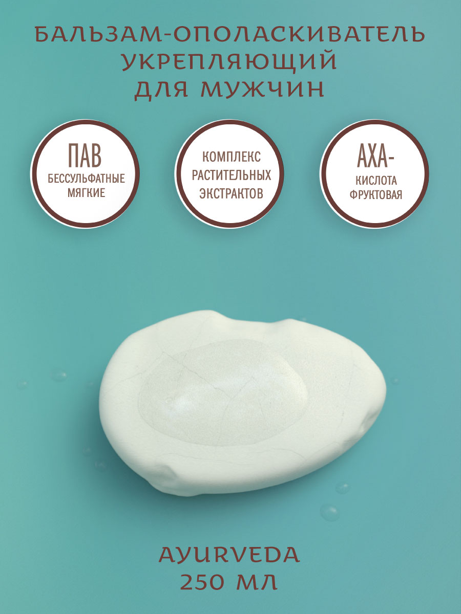 Бальзам-ополаскиватель ГРАНАТ И ВЕТИВЕР с пантенолом и маслом кокоса для мужчин аюрведический 250 мл